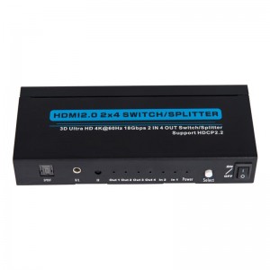 V2.0 HDMI 2x4 Switch \/ Splitter รองรับ 3D Ultra HD 4Kx2K @ 60Hz HDCP2.2