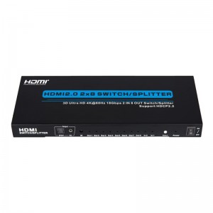 V2.0 HDMI 2x8 Switch \/ Splitter รองรับ 3D Ultra HD 4Kx2K @ 60Hz HDCP2.2