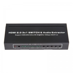 V2.0 HDMI 3x1 Switcher & Audio Extractor รองรับ ARC Ultra HD 4Kx2K @ 60Hz HDCP2.2 18Gbps