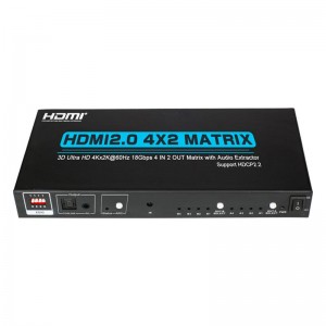 V2.0 HDMI 4x2 Matrix รองรับ Ultra HD 4Kx2K @ 60Hz HDCP2.2 18Gbps พร้อมระบบแยกเสียง
