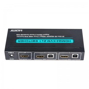 V2.0 HDMI KVM 2x1 Switch รองรับ Ultra HD 4Kx2K @ 60Hz HDCP2.2 การ์ดเสียง 18Gbps และฮับ USB