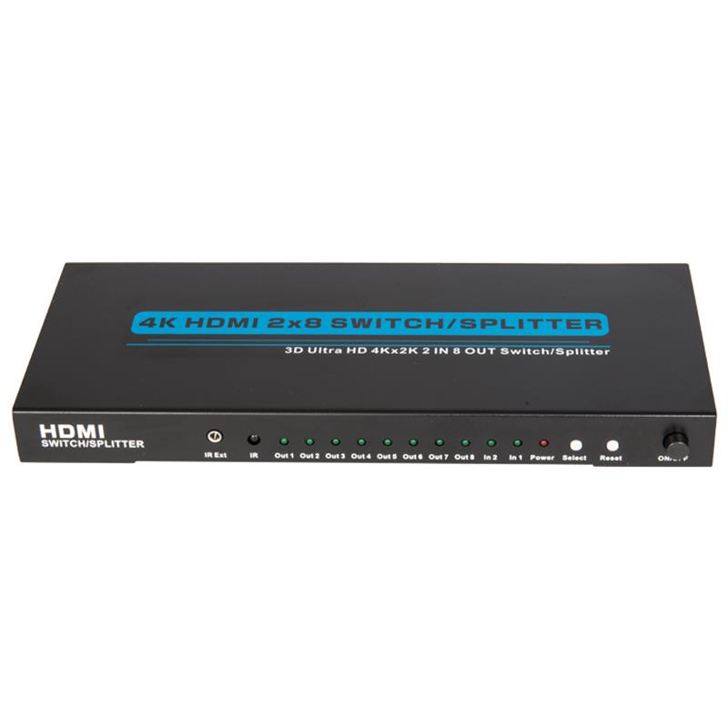 4K \/ 30Hz HDMI 2x8 Switcher \/ Splitter รองรับ 3D Ultra HD 4Kx2K \/ 30Hz