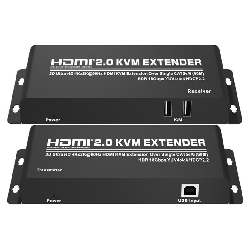 HDMI 2.0 KVM Extender 60 ม. ใน CAT5e \/ 6 รองรับ Ultra HD 4Kx2K @ 60Hz HDCP2.2